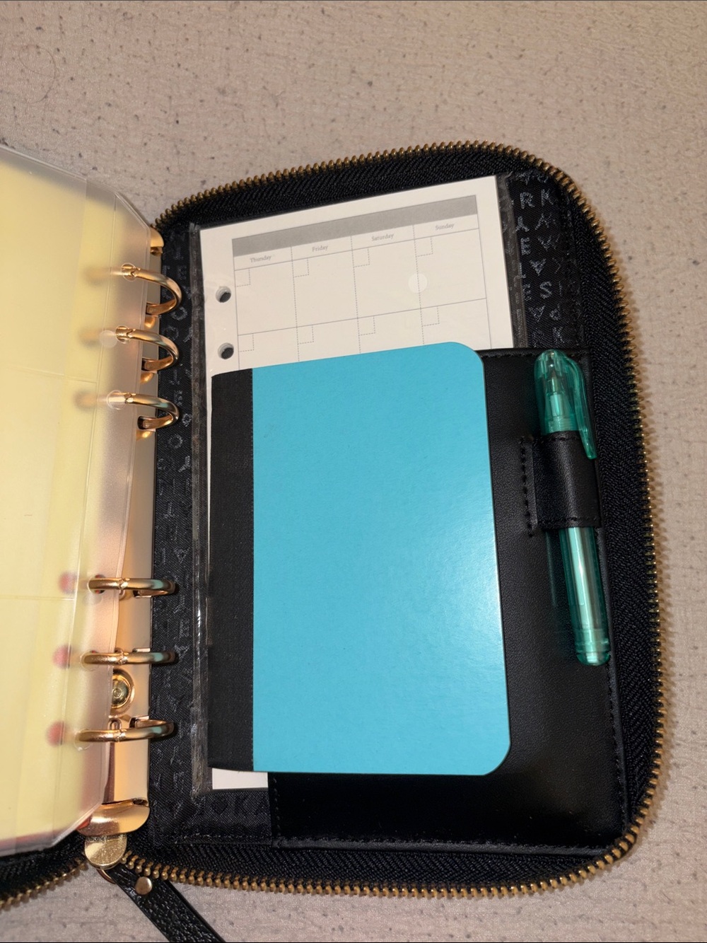 kate spade Black Leather Zip Around Agenda Journal NWOT - Picture 8 of 11